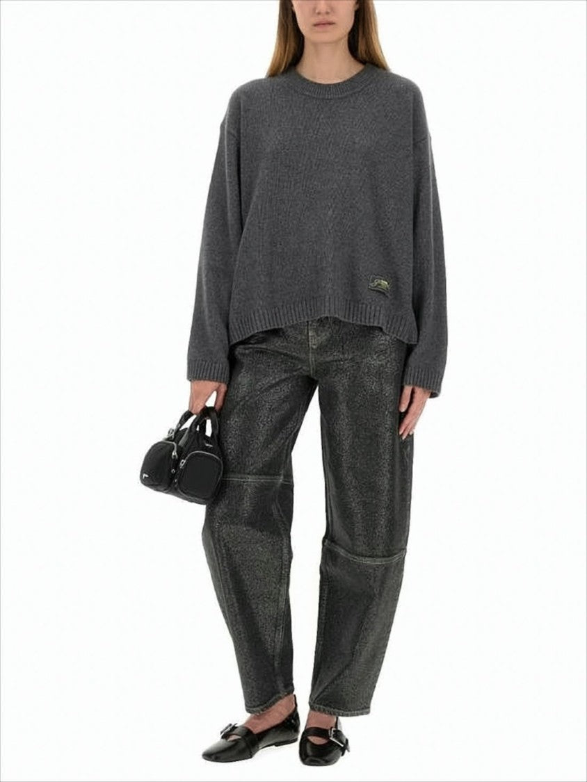 Ganni Loose-Fitting Long Sleeve Sweater With Textured Knit