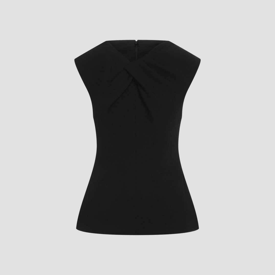 Jil Sander Sleeveless Black Top With Draped Collar