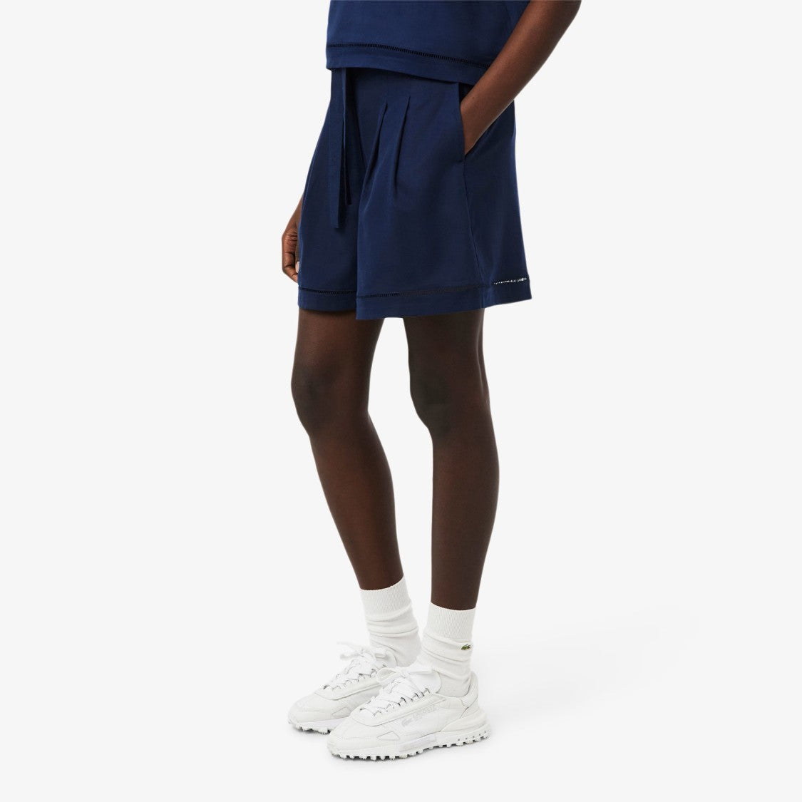Lacoste Tailored High-Waist Shorts With Self-Tie Belt