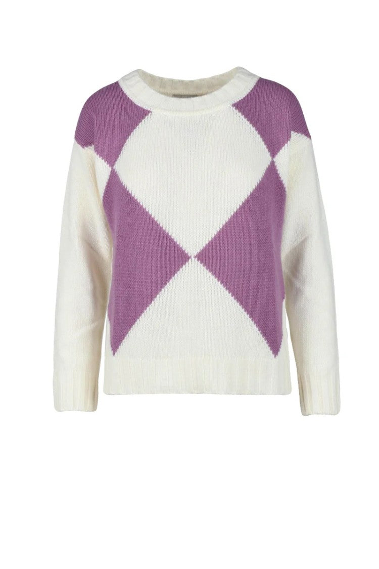 N.O.W. Andrea Rosati Cashmere Blend Sweater - White/Purple