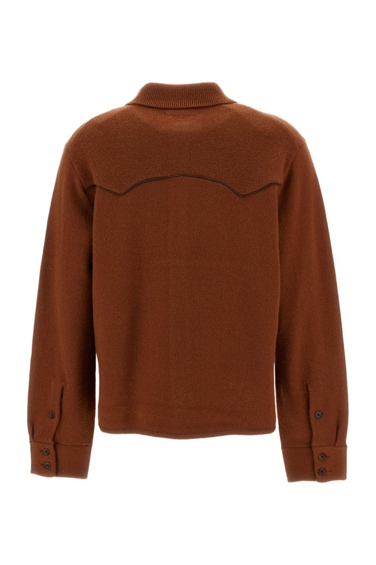 Guest In Residence Brown Cropped Western Cashmere Shirt