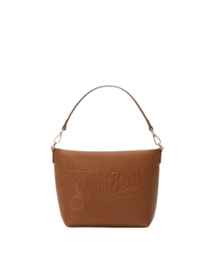 Mc2 Saint Barth Textured Hammered Leather Shoulder Bag With Adjustable