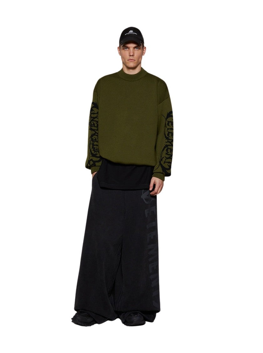 Vetements Metal Sleeve Logo Sweater Khaki