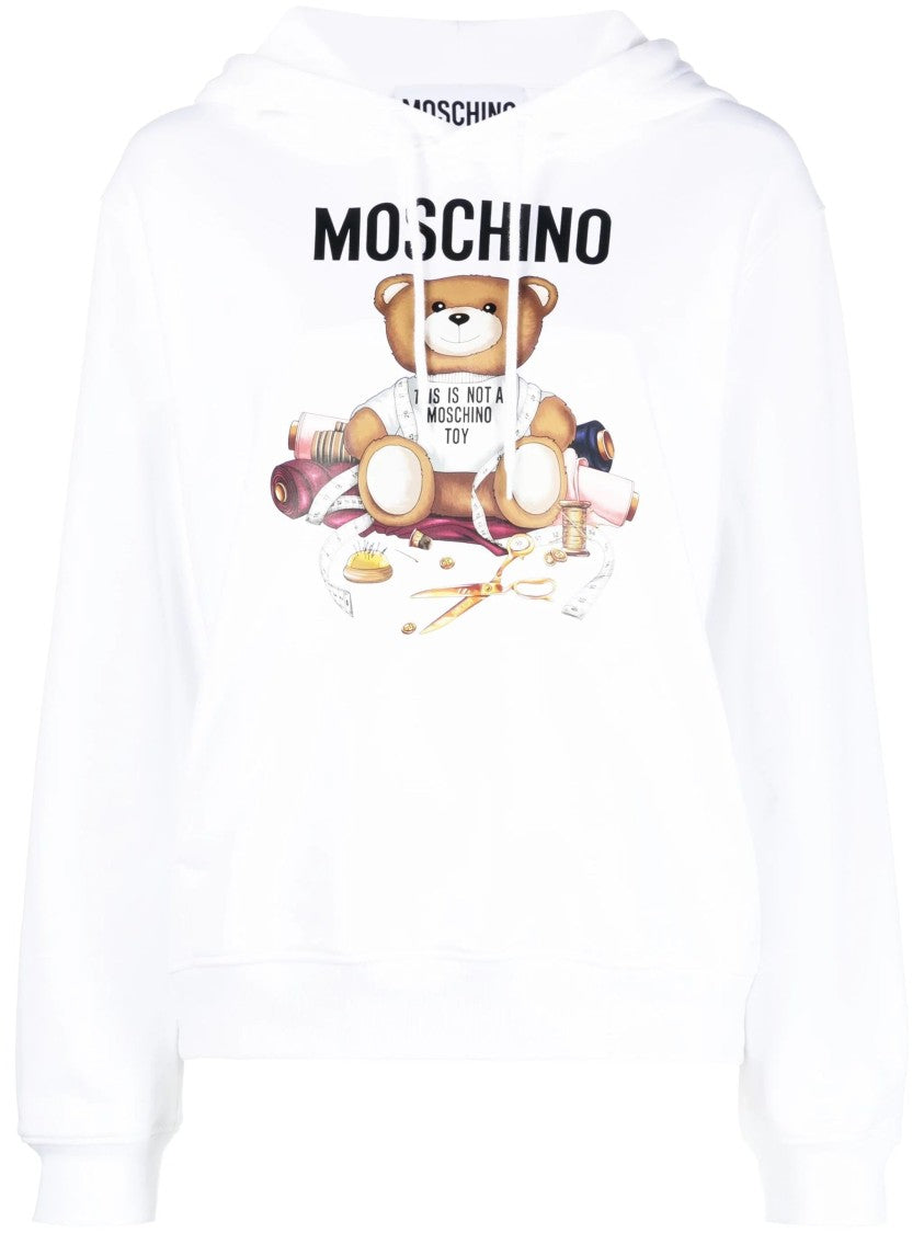 Moschino Whimsical Graphic White Hoodie