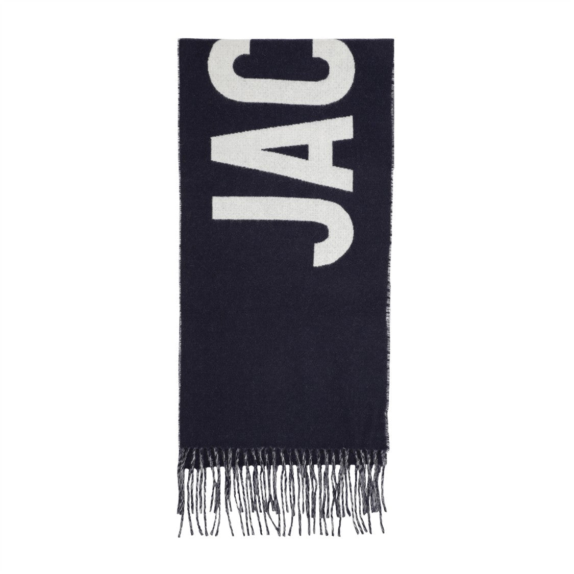 Jacquemus Bold Graphic Wool Scarf With Fringed Edges
