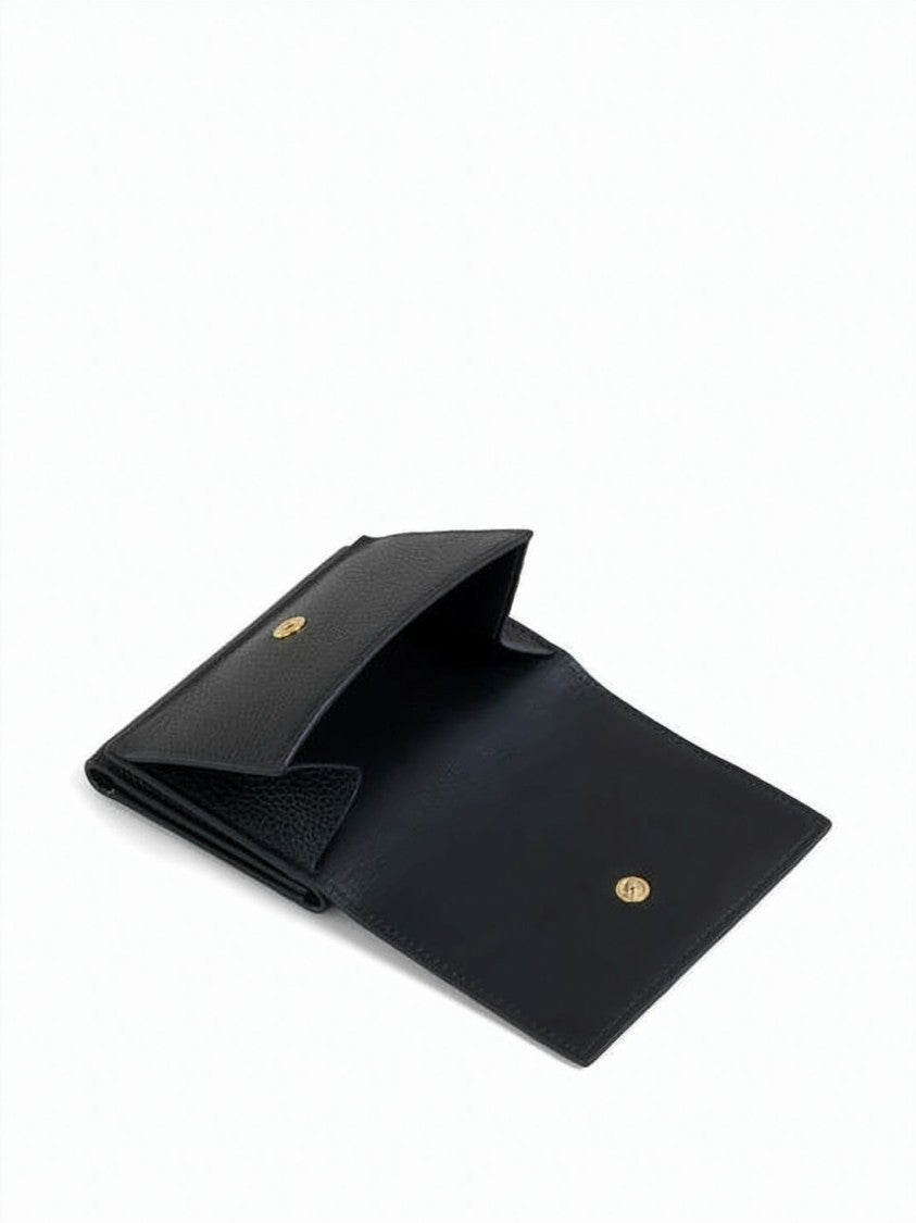 Marni Textured Cowhide Leather Money Clip Wallet With Zigzag Stitching