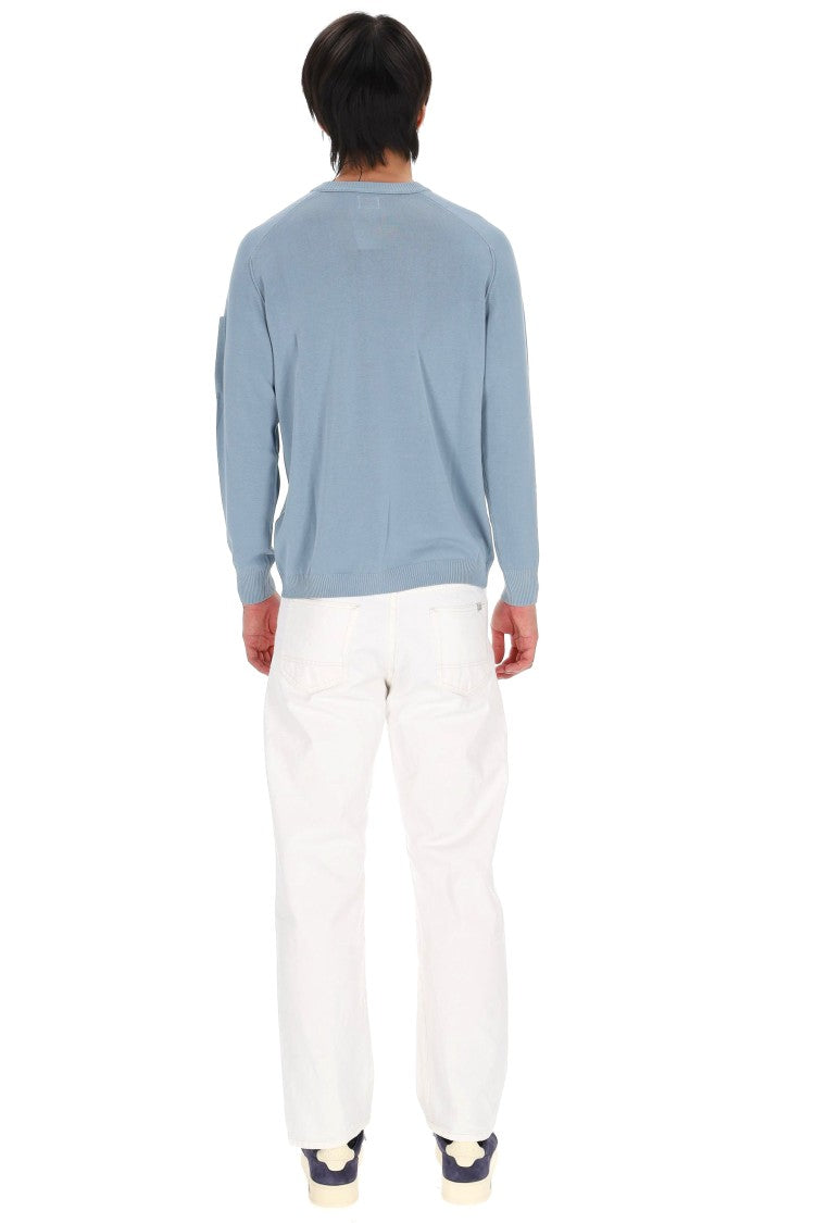 C.P. Company Blue Cotton Crepe Crewneck Sweater