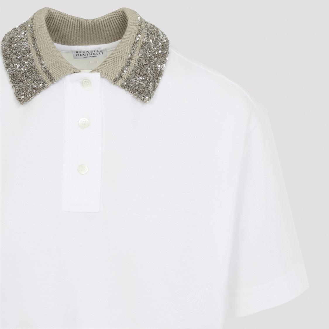 Brunello Cucinelli Cotton Polo Shirt With Paillette-Embellished Collar