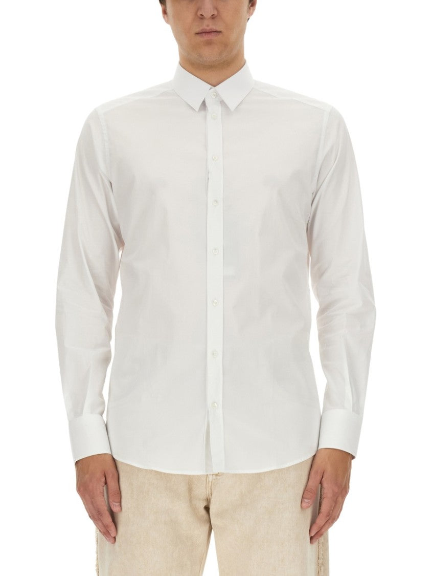 Dolce & Gabbana White Gold Fit Italian Collar Shirt