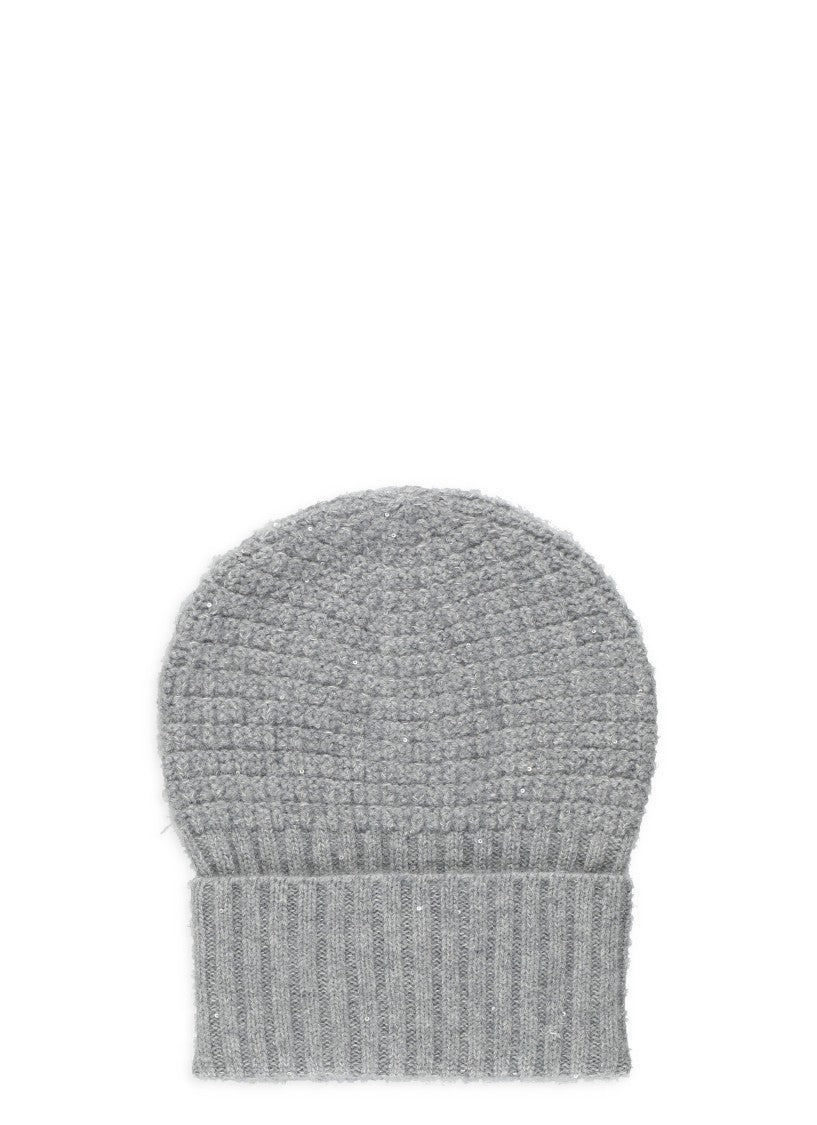 Fabiana Filippi Grey Wool-Blend Sequined Beanie