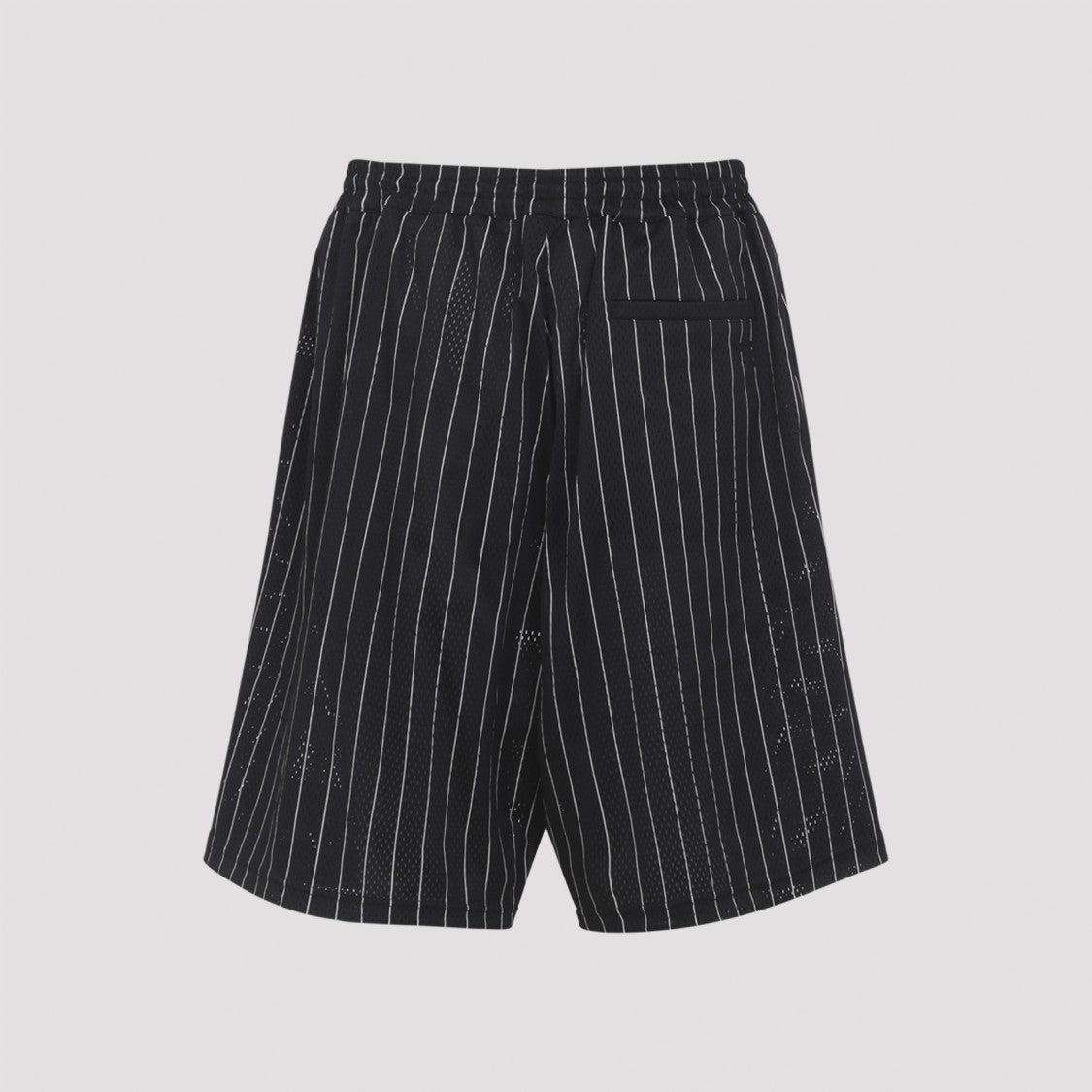 Y-3 Pinstriped Black Bermudas With Drawstring Waist And Side Pockets