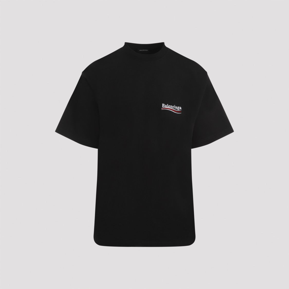 Balenciaga Black White Cotton Political Logo T-Shirt