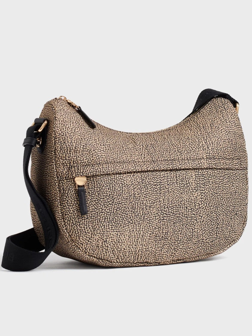 Borbonese Luna Middle Medium Textured Leather Shoulder Bag