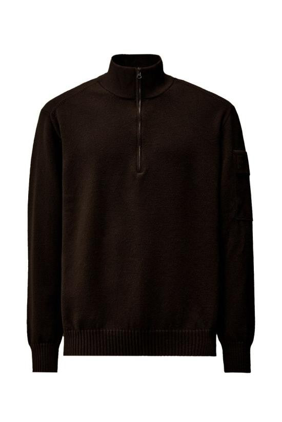 C.P. Company Half-Zip High Collar Sweater With Ribbed Cuffs And Pocket Detail