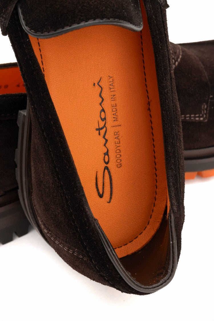 Santoni Goodyear Construction Suede Moccasins