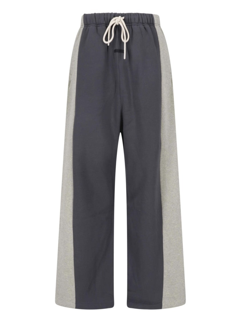Fear Of God Essentials Grey Cotton Panel Design Wide-Leg Sweatpants