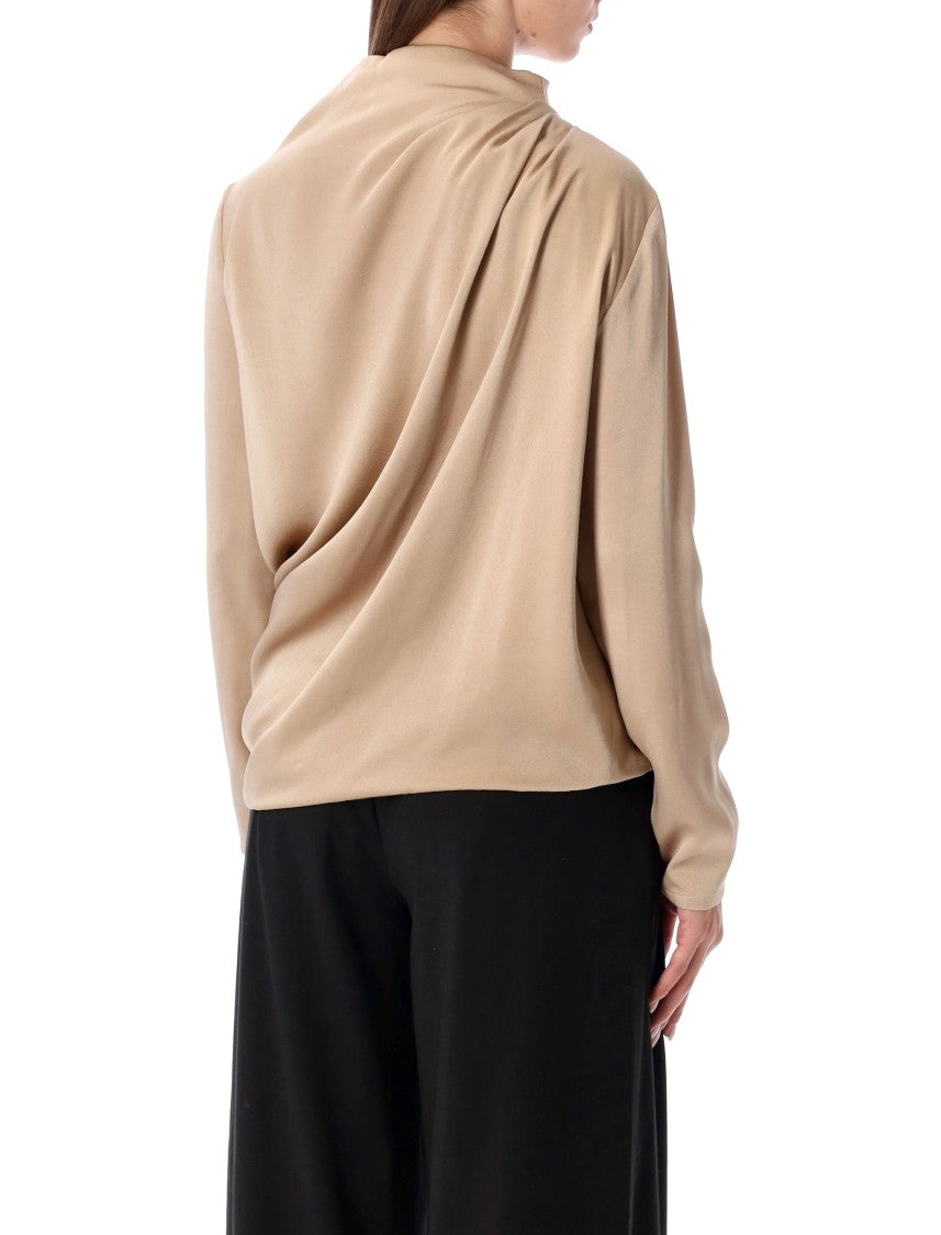Fabiana Filippi Satin Draped Blouse With Jewel Detail