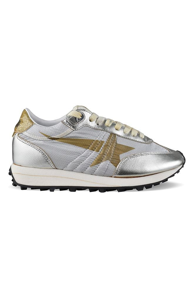 Golden Goose Silver Nylon Running Marathon Sneakers