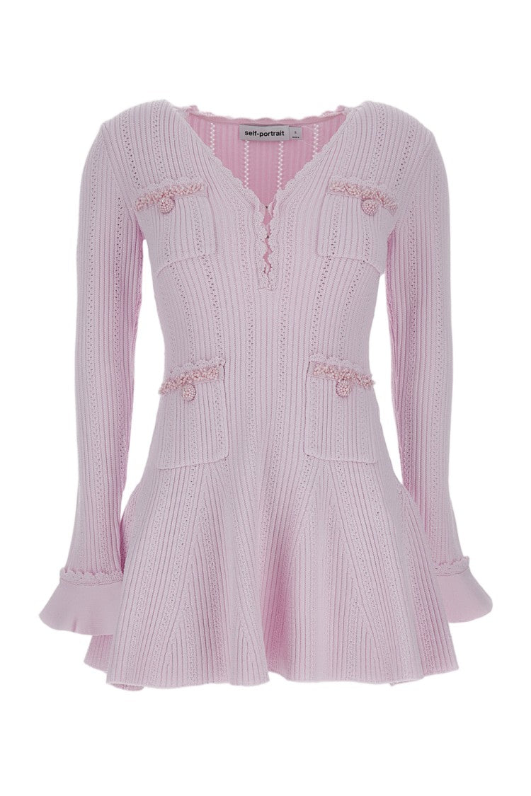 Self-Portrait Flared Knit Mini Dress