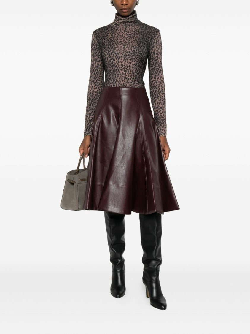 Majestic Filatures Fitted Turtleneck Sweater With Black Leopard Print