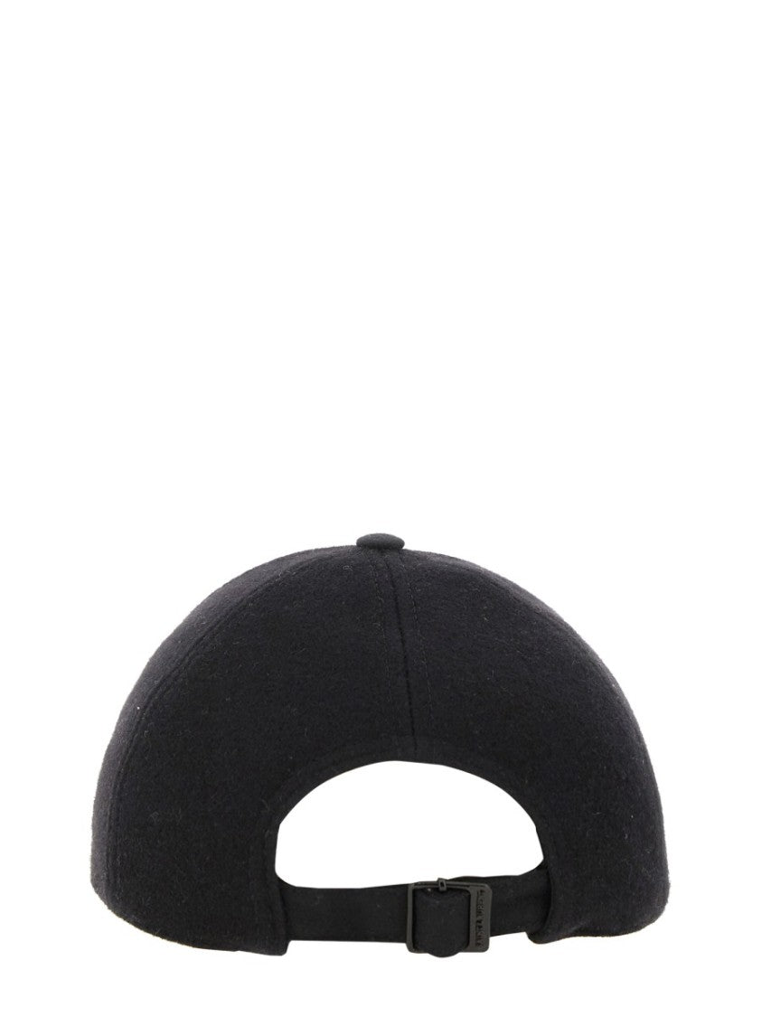 Saint Laurent Black Cotton Baseball Cap With Structured Crown