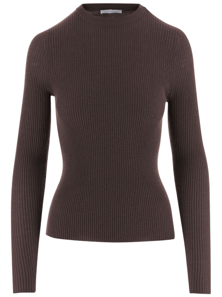 Oliver Lattughi Brown Ribbed Cashmere Sweater