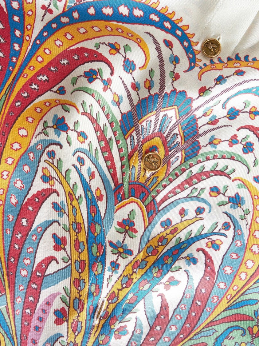 Etro Short Sleeve Silk Shirt With Paisley Print