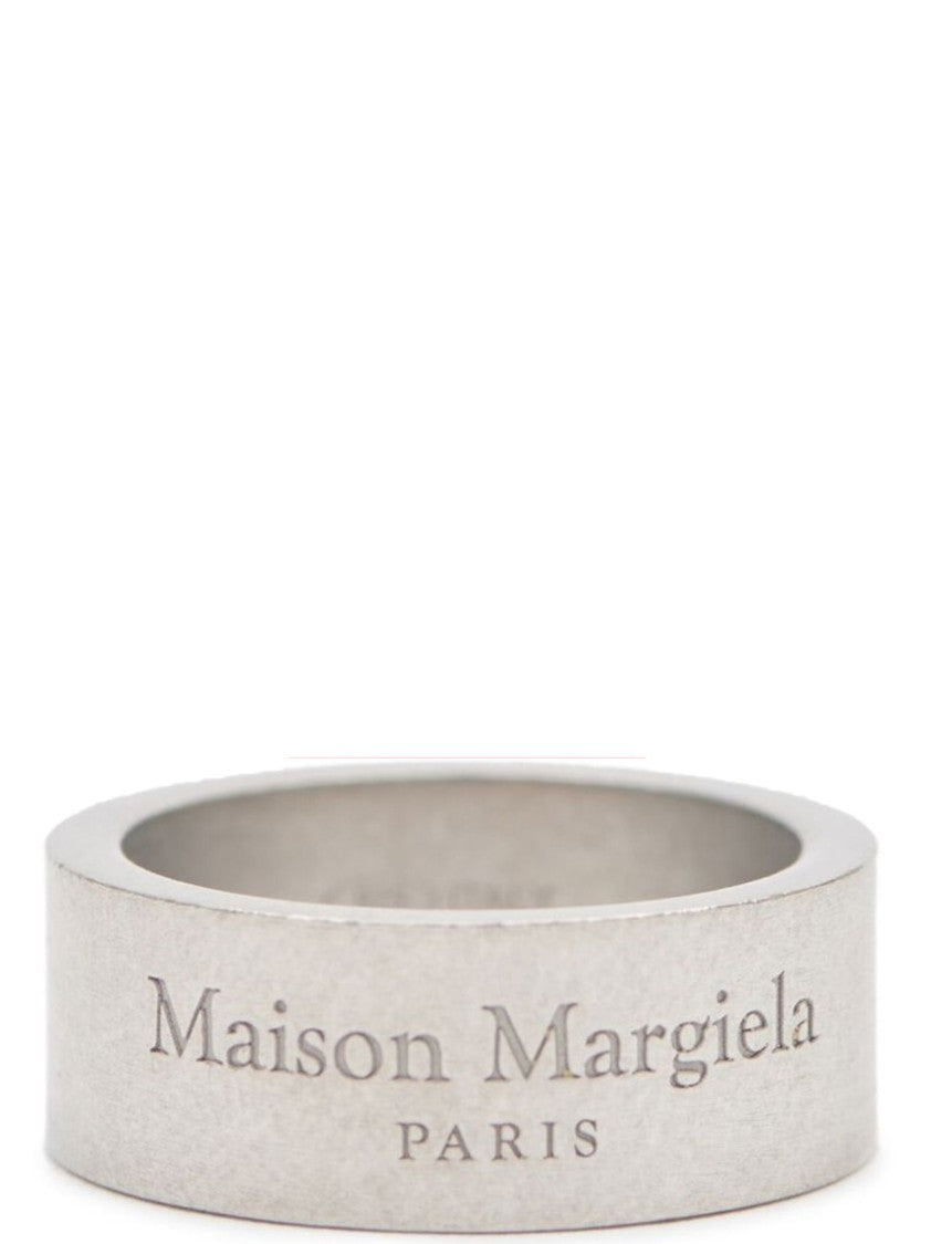 Maison Margiela Engraved Silver Ring With Polished Finish
