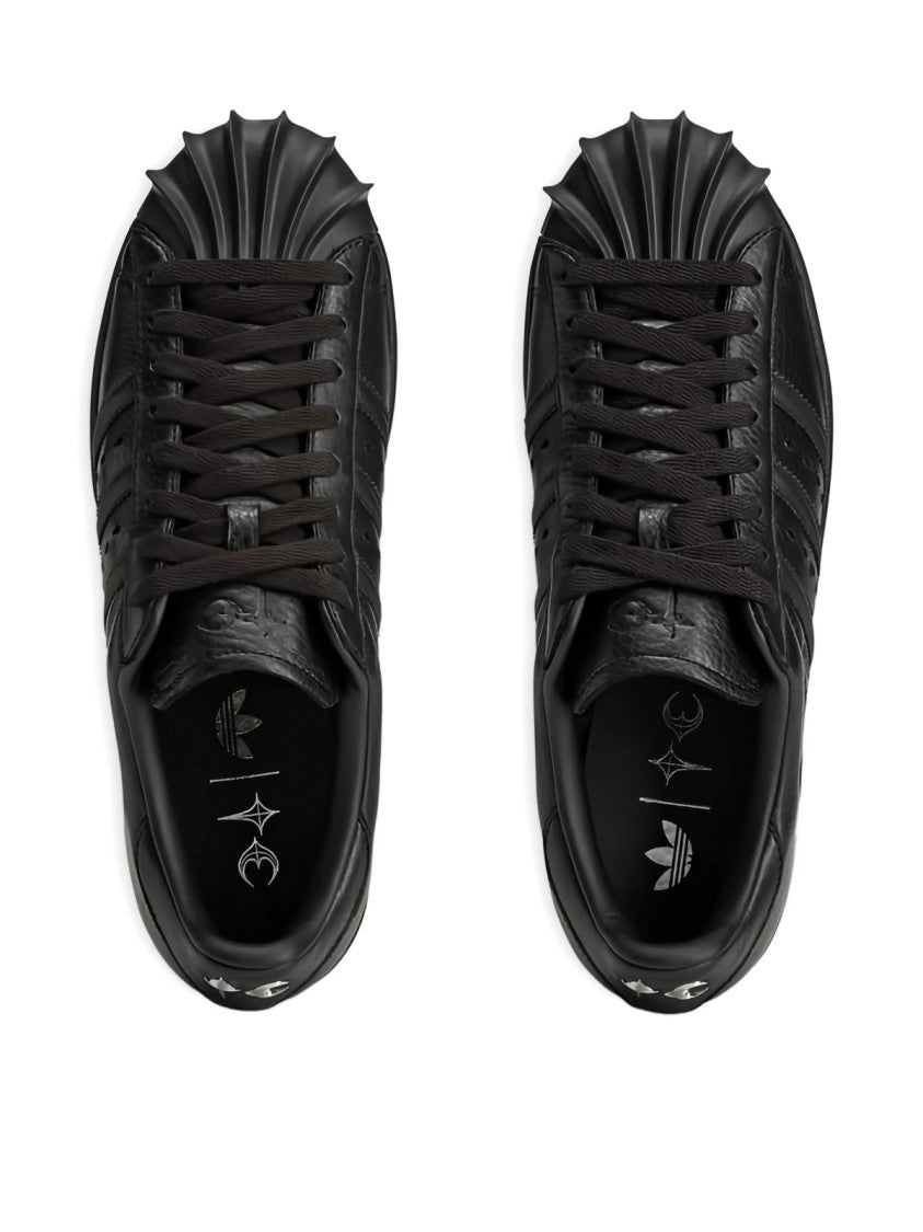 Adidas Core Black Superstar Vintage Leather Sneakers