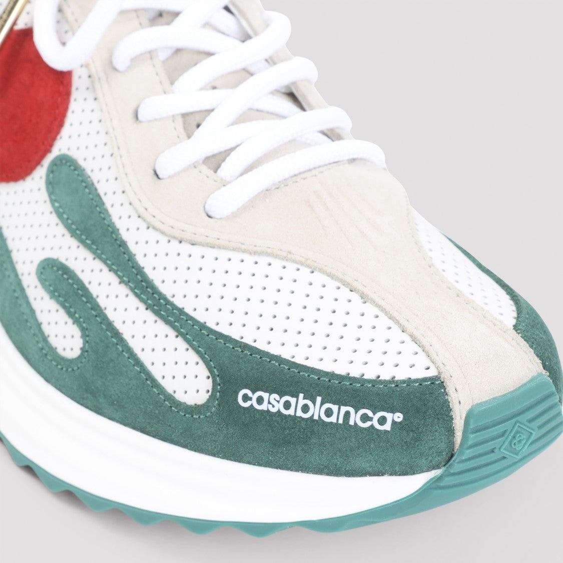 Casablanca White Textile Mens Stade Sneakers