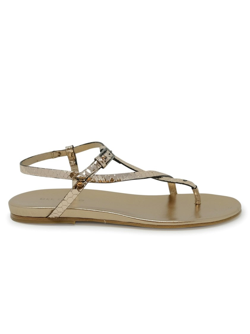 Roberto Del Carlo Bronze Leather Flat Sandals