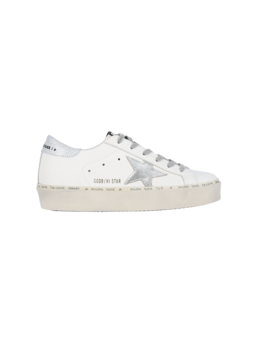 Golden Goose White Hi Star Calf Leather Sneakers