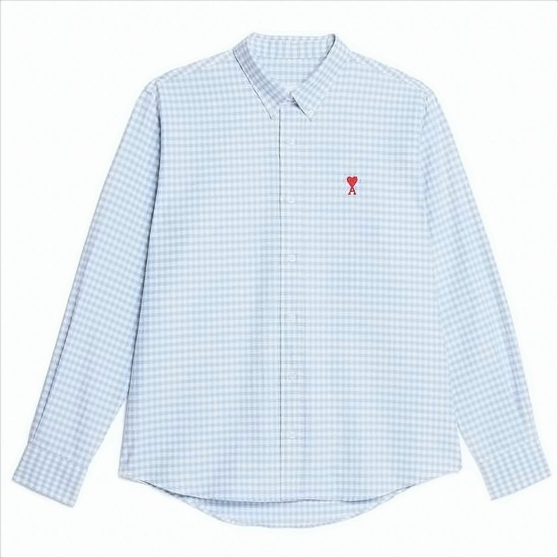 Ami Light Blue Gingham Long-Sleeve Shirt