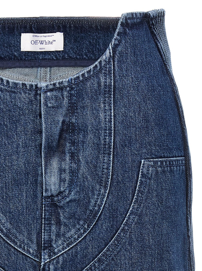 Off-White Low-Waist Denim Miniskirt With 3D Detailing