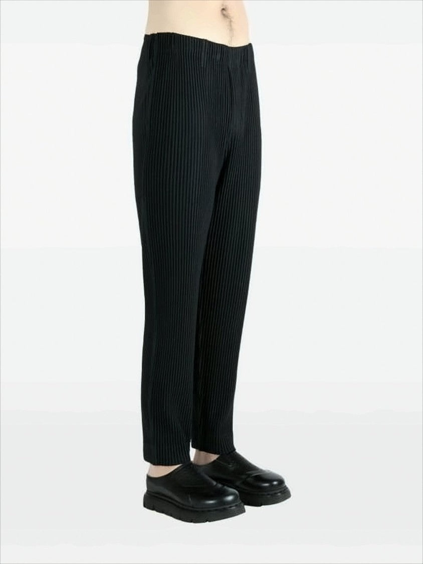 Homme Plissé Issey Miyake Pleated Design Pants With Straight Tapered Leg Silhouette