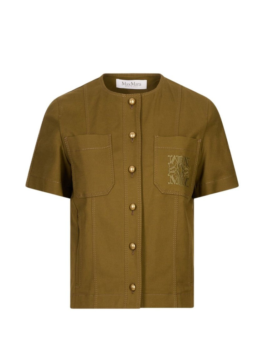 Max Mara Brown Boxy Short-Sleeved Buttoned Jacket