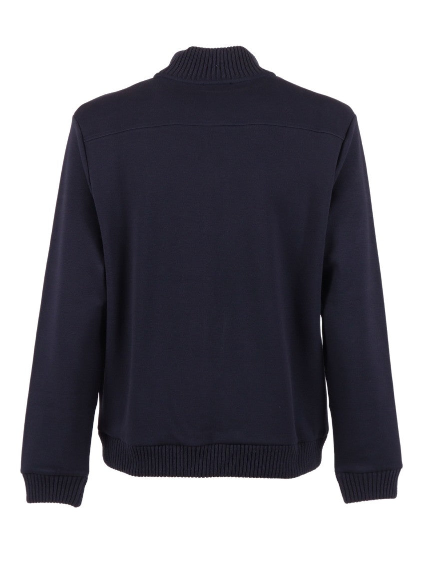 Fay Button Up Ribbed Sweatshirt Jacket