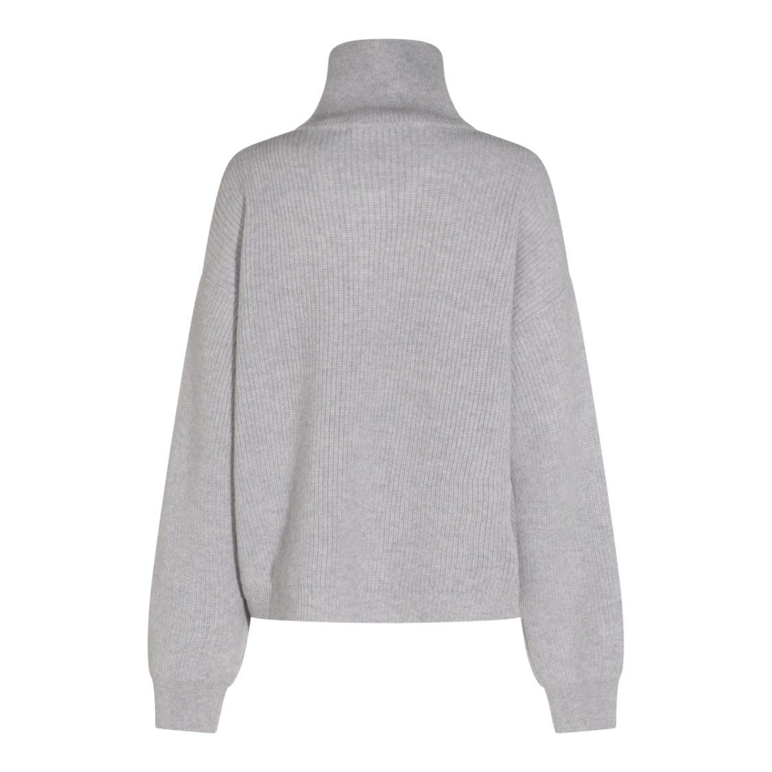 Malo Cool Grey Half-Zip Cashmere Turtleneck Top