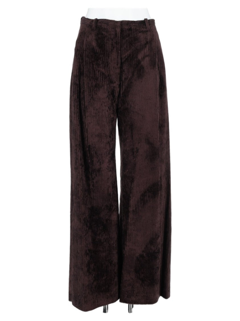 Alysi Brown High-Waisted Corduroy Wide-Leg Pants