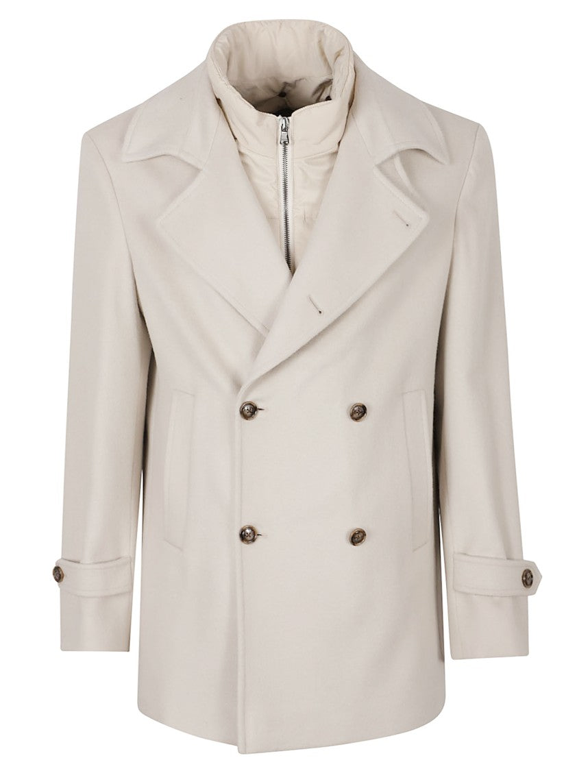 Barba Double-Breasted Coat With Wide Lapels And Padded Interior