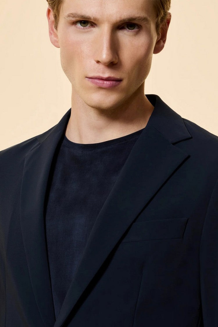 Rrd Blue Wool-Blend Notch-Lapel Blazer