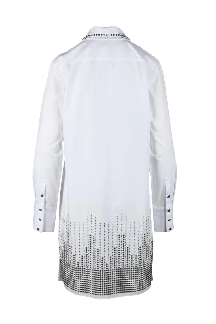 Paco Rabanne Indigo Cotton Shirt With Geometric Dot Pattern