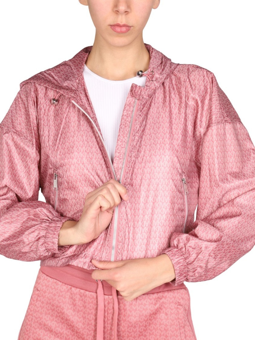 Michael Michael Kors Cropped Pink Hooded Jacket