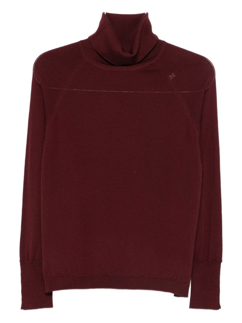 Alpha Studio Bordeaux Merino Wool Sweater With High Turtleneck