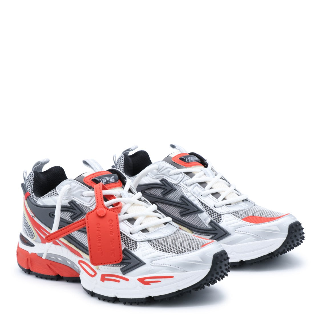 Off-White Grey And Red Be Right Back Mesh Sneakers