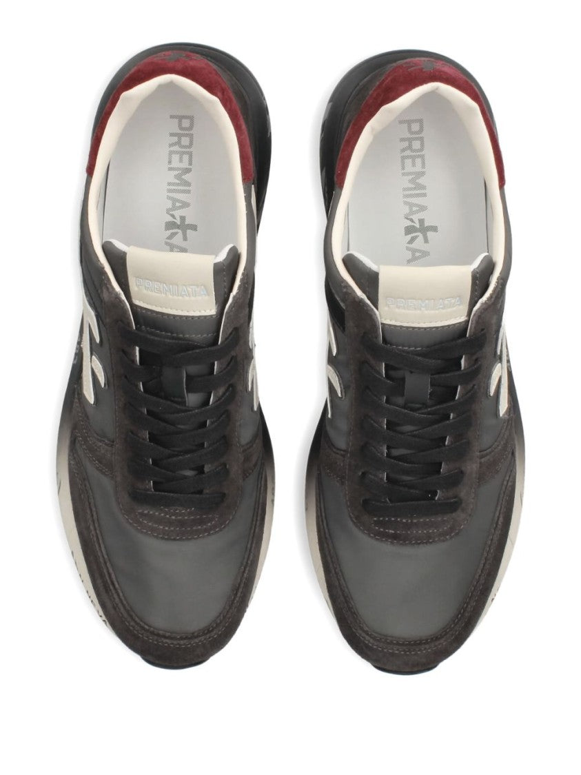 Premiata Black Leather Sneakers With Suede Accents