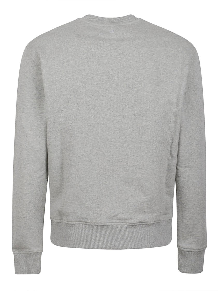 Ami Paris Relaxed Crew Neck Grey Knit Sweater