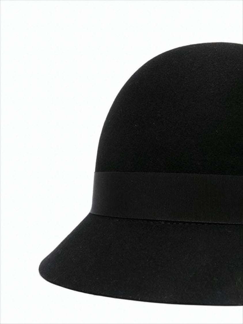 Helen Kaminski Refined Black Merino Wool Hat With Flared Brim