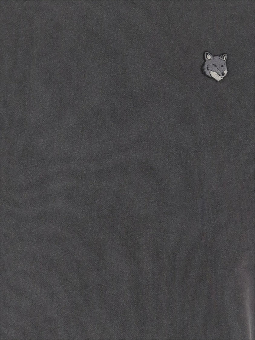 Maison Kitsuné Washed Charcoal Grey Sweatshirt With Embroidered Fox Head Logo