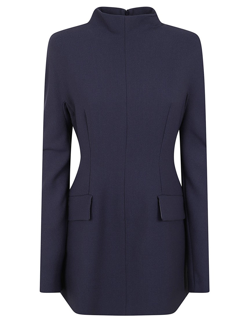 Max Mara Midnight Blue Gabardine Short Fitted Dress